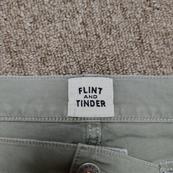 FLINT AND TINDER Pants Men Slim Fit 36x32 Green Cotton Blend Stretch Casual - Picture 2 of 9